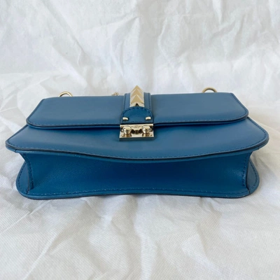 Pre-owned Valentino Garavani Valentino Blue Leather Medium Rockstud Glam Lock Flap Bag In Default Title
