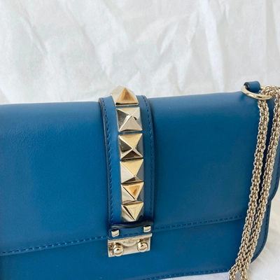 Pre-owned Valentino Garavani Valentino Blue Leather Medium Rockstud Glam Lock Flap Bag In Default Title
