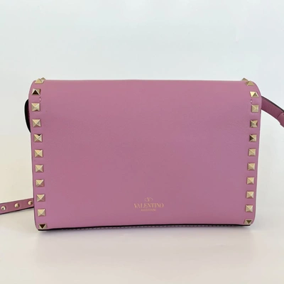 Pre-owned Valentino Garavani Valentino Pink Leather Flap Bag With Rock Studs In Default Title