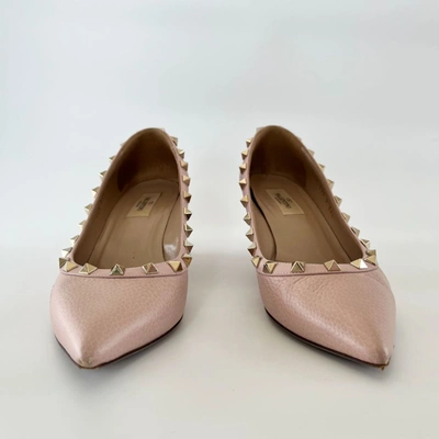 Pre-owned Valentino Garavani Valentino Pink Leather Rockstud Pointed Toe Wedge Pumps, 38.5 In Default Title