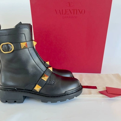 Valentino Garavani Roman Stud Calfskin Combat Boots