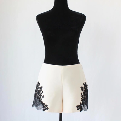 Pre-owned Valentino White Shorts With Black Lace In Default Title