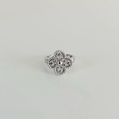 Pre-owned Van Cleef & Arpels Alhambra Ring White Gold And Diamonds In Default Title