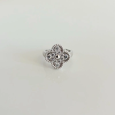 Pre-owned Van Cleef & Arpels Alhambra Ring White Gold And Diamonds In Default Title