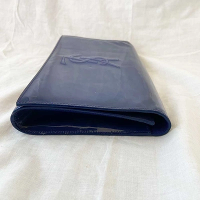 Pre-owned Saint Laurent Yves  Belle De Jour Blue Patent Leather Clutch In Used / N/a / Blue