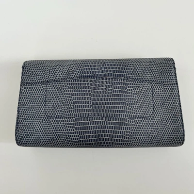 Pre-owned Saint Laurent Yves  Lizard Embossed Blue Large Clutch In Default Title