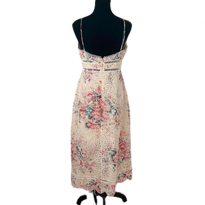 Pre-owned Zimmermann Floral Printed Strappy Eyelit Midi Dress In Default Title