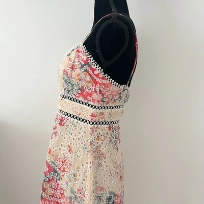 Pre-owned Zimmermann Floral Printed Strappy Eyelit Midi Dress In Default Title