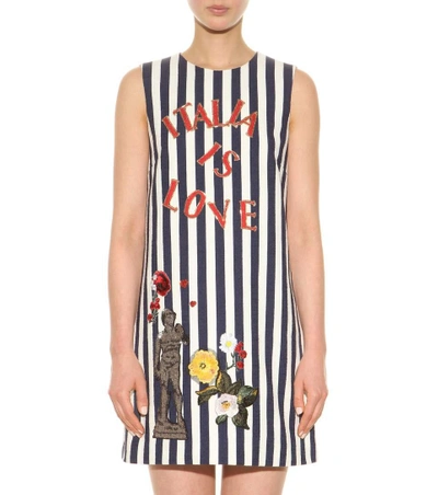 Shop Dolce & Gabbana Embellished Cotton Dress In Stampa