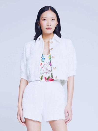 Shop L Agence Cove Tweed Jacket In White