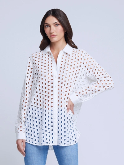 Shop L Agence Lindy Eyelet Blouse In White