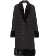THOM BROWNE Fur-trimmed cashmere coat