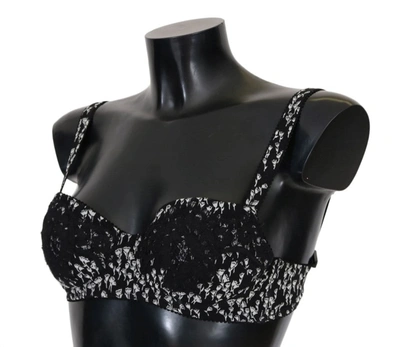 Shop Dolce & Gabbana Black Silk White Lace Stretch Underwear Women's Bra