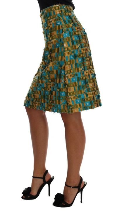 Shop Dolce & Gabbana Multicolor Jacquard Straight Pencil Women's Skirt