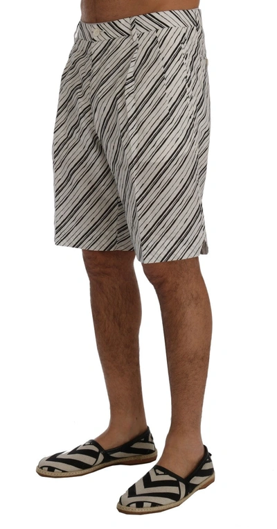 Shop Dolce & Gabbana White Black Striped Casual Men's Shorts In Black/white