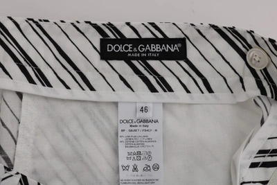 Shop Dolce & Gabbana White Black Striped Casual Men's Shorts In Black/white