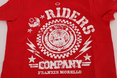 Shop Frankie Morello Red Cotton Riders Crewneck Men's T-shirt