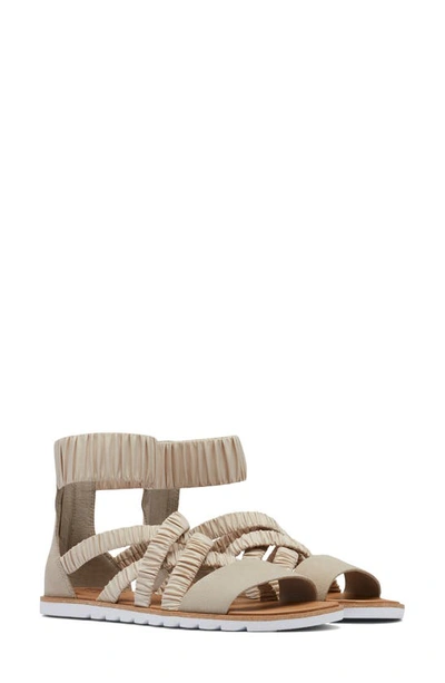 Shop Sorel Ella Ii Ankle Strap Sandal In Soft Taupe White
