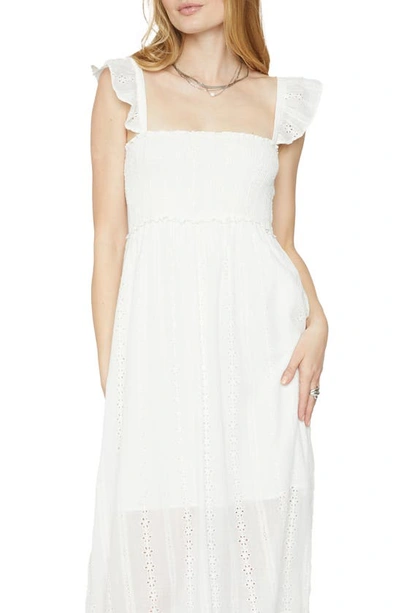 Shop Know One Cares Eyelet Smocked Cotton Maxi Dress In White