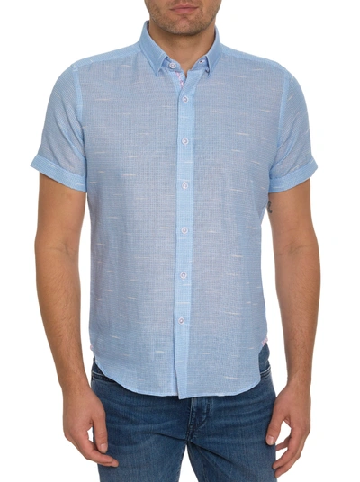 Shop Robert Graham Sloan Short Sleeve Button Down Shirt In Blue