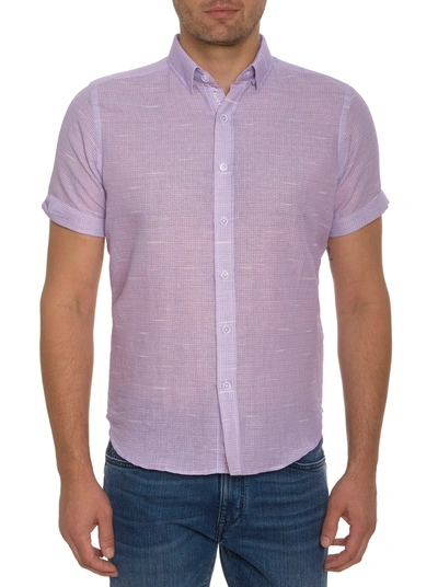 Shop Robert Graham Sloan Short Sleeve Button Down Shirt In Lavender