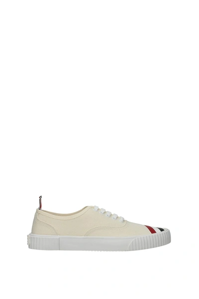 Shop Thom Browne Sneakers Heritage Fabric Off White In Beige