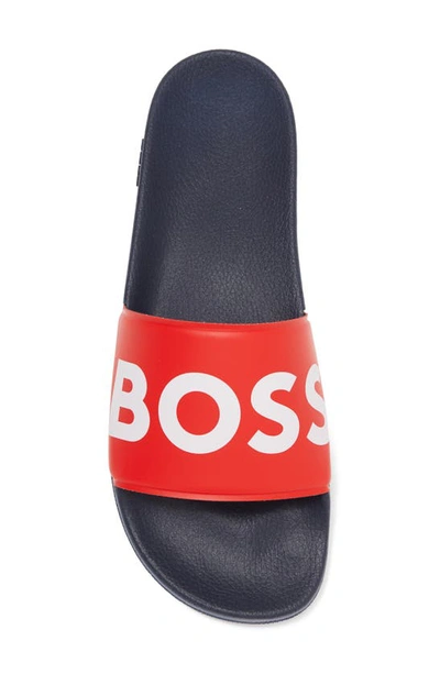 Shop Hugo Boss Sean Slide Sandal In Red And Blue