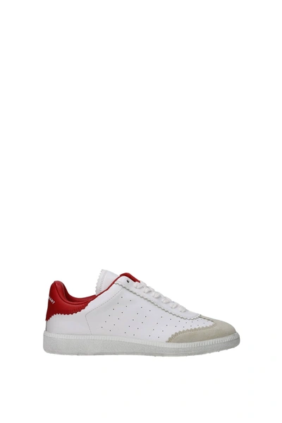 Shop Isabel Marant Sneakers Bryce Leather White Red