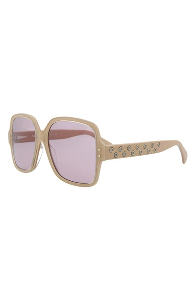 Shop Alaïa 56mm Square Sunglasses In Nude Violet