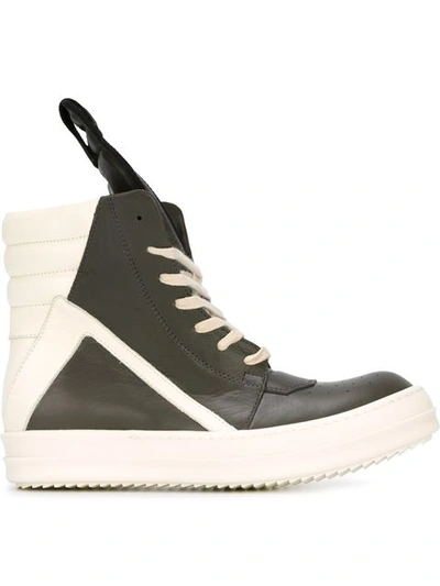 Rick Owens High-top Geobasket Leather Sneakers In Black