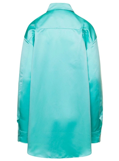 Shop The Andamane Light Blue Oversize Shirt With Long Sleeves Satin Effect In Polyester Woman