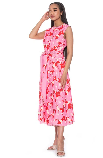 Shop Alexia Admor Paris Sleeveless Asymmetric Tie Midi Dress In Pink Multi
