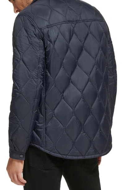 Shop Calvin Klein Water Resistant Quilted Shirt Jacket In Navy