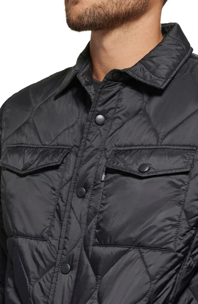 Shop Calvin Klein Water Resistant Quilted Shirt Jacket In Black