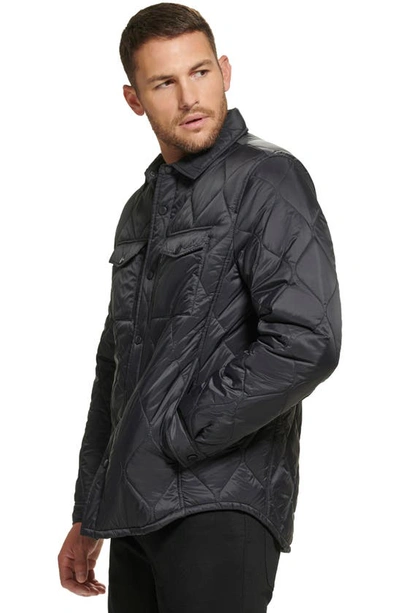 Shop Calvin Klein Water Resistant Quilted Shirt Jacket In Black