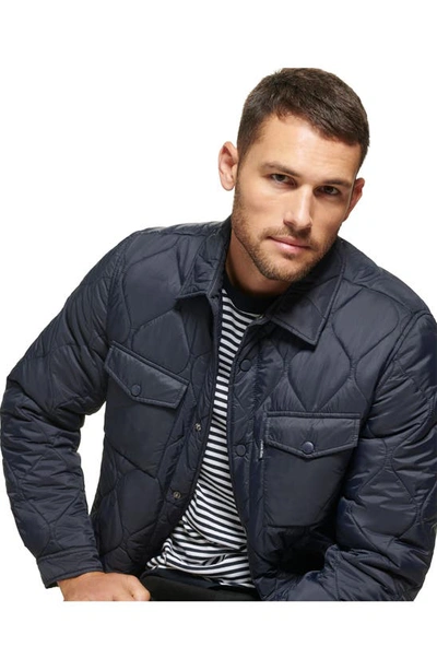 Shop Calvin Klein Water Resistant Quilted Shirt Jacket In Navy