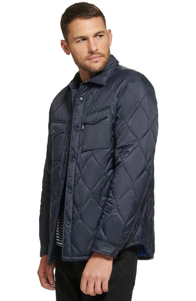 Calvin Klein Water Resistant Quilted Shirt Jacket In Navy | ModeSens