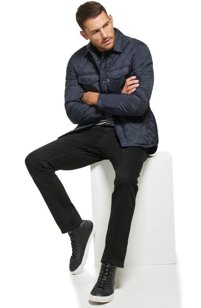 Shop Calvin Klein Water Resistant Quilted Shirt Jacket In Navy