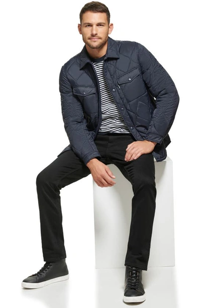 Shop Calvin Klein Water Resistant Quilted Shirt Jacket In Navy