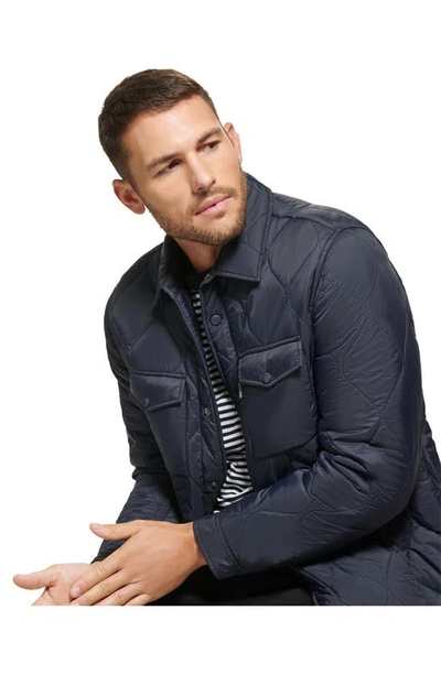Calvin Klein Water Resistant Quilted Shirt Jacket In Navy