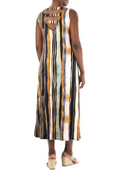 Shop Nina Leonard Stripe Print Maxi Dress In Cognac Multi