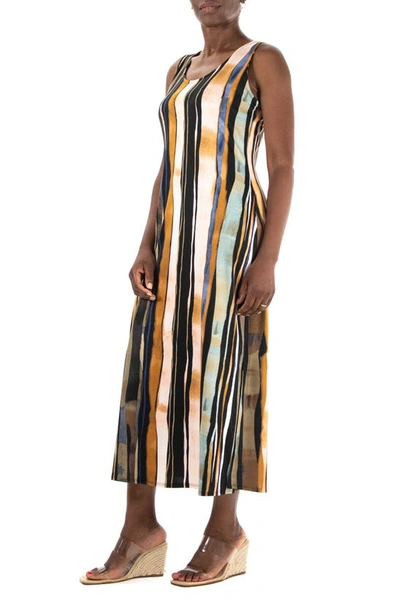 Shop Nina Leonard Stripe Print Maxi Dress In Cognac Multi