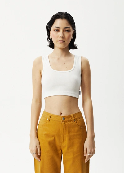 Shop Afends Hemp Ribbed Cropped Singlet In White