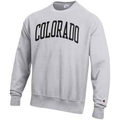 Shop Champion Heathered Gray Colorado Buffaloes Arch Reverse Weave Pullover Sweatshirt In Heather Gray