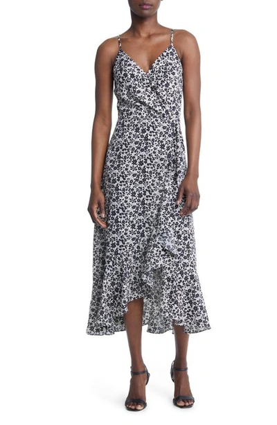 Shop Chelsea28 Faux Wrap Floral Midi Dress In Black Floral