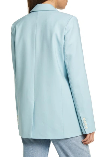 Shop Argent Peaked Lapel Crepe Blazer In Dusty Blue