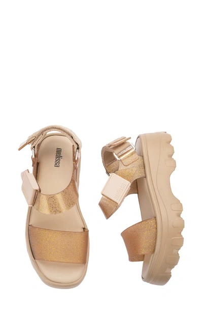 Shop Melissa Kick Off Platform Sandal In Beige/ Gold