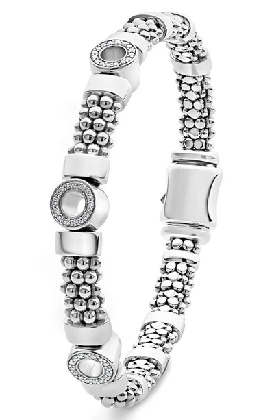 Shop Lagos Caviar Spark Diamond Station Rope Bracelet In Silver/diamond