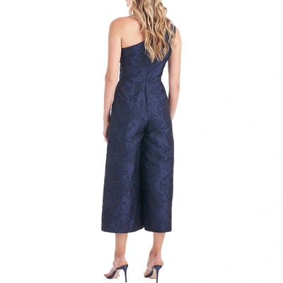 Shop Kay Unger Pandora Womens Jacquard Crop Jumpsuit In Blue