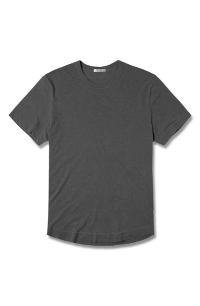 Shop Buck Mason Curve Hem Cotton Slub T-shirt In Coal